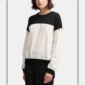 DKNY Long-Sleeve Colorblocked Top